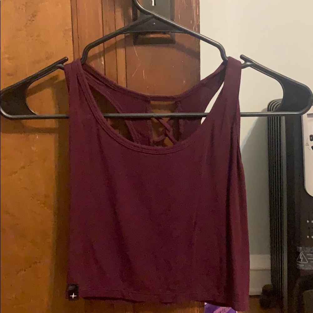 Maroon Tank Workout Crop Top
